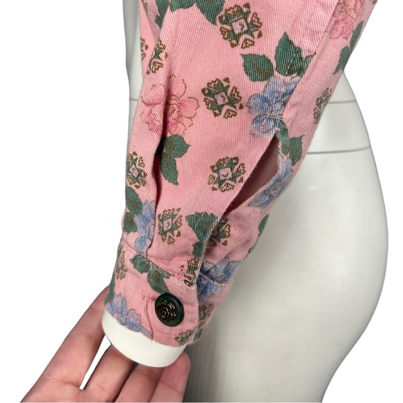 VTG 80's/90's JOLLY U.S.A Pink Floral 100% Cotton Denim Like Crop Jacket Sz Sm - Picture 9 of 16